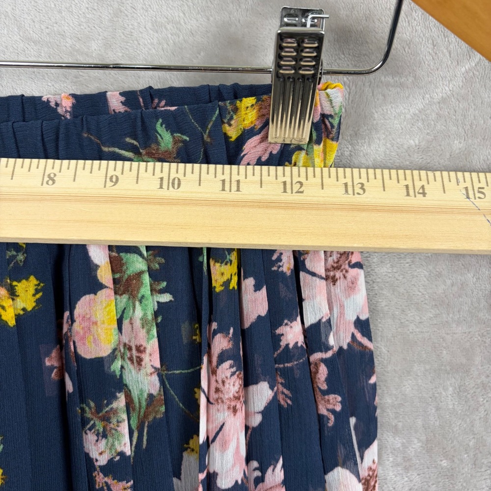 Xhilaration Skirt S Navy Blue Pleated High Low Elastic Waist Boho Dark Floral - Picture 4 of 11